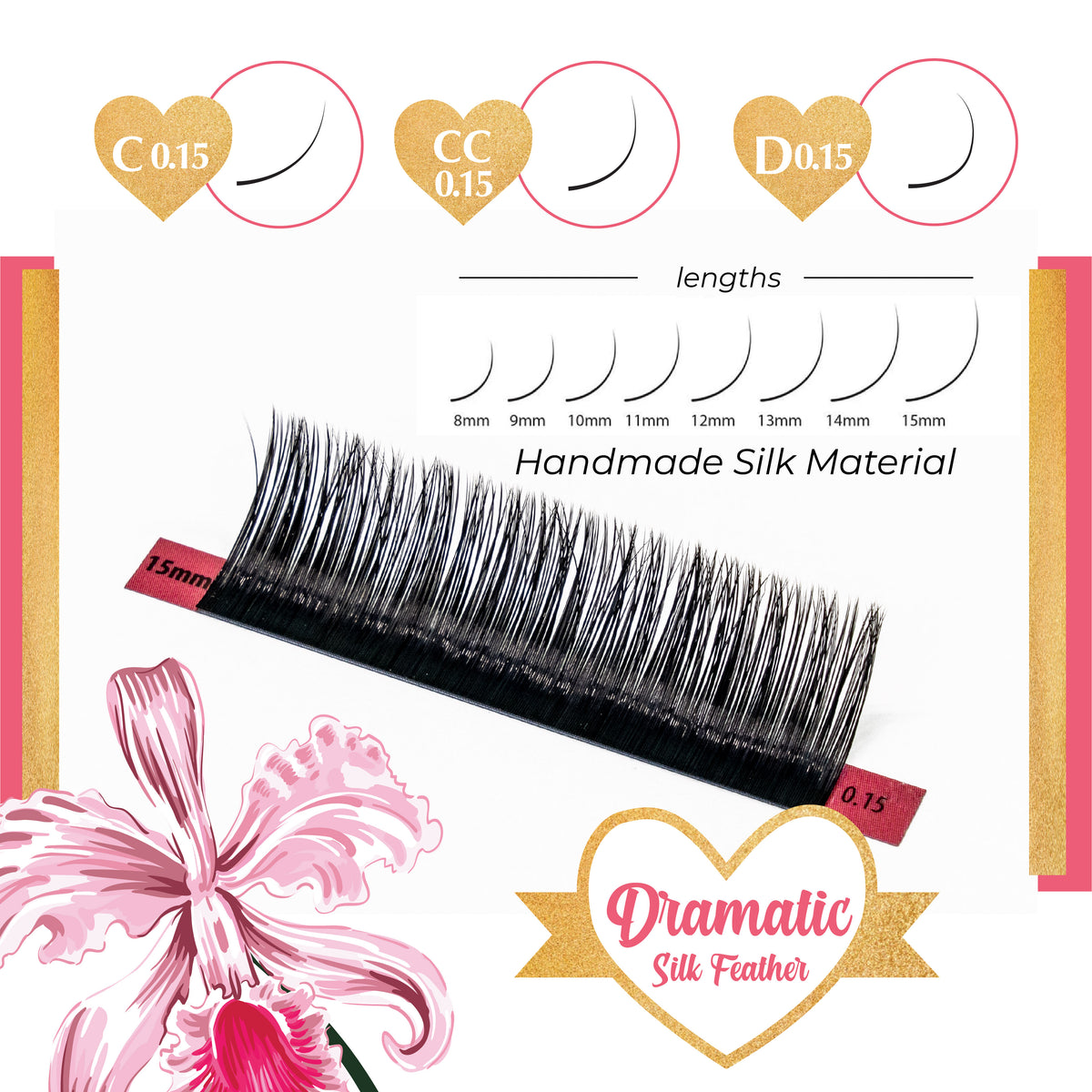 Dramatic Silk Feather - D Curl - Flat