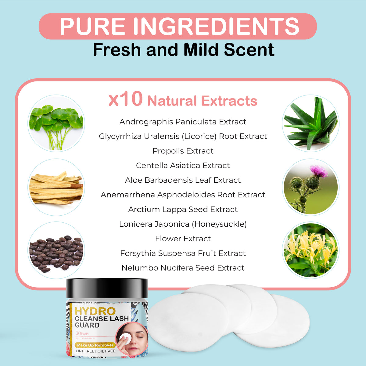 Hydro Cleanse Lash Guard - Make Up Remover Pads (Wholesale)